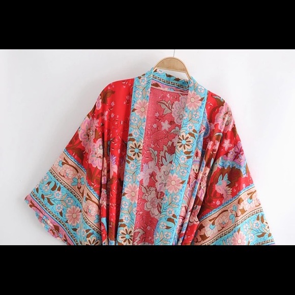 New Boho Gypsy Festival Kimono Duster Robe Jacket Top - Picture 5 of 7
